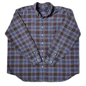 Polo Ralph Lauren Blue Red Yellow Plaid Button Up Shirt Big & Tall Men Size 2XB